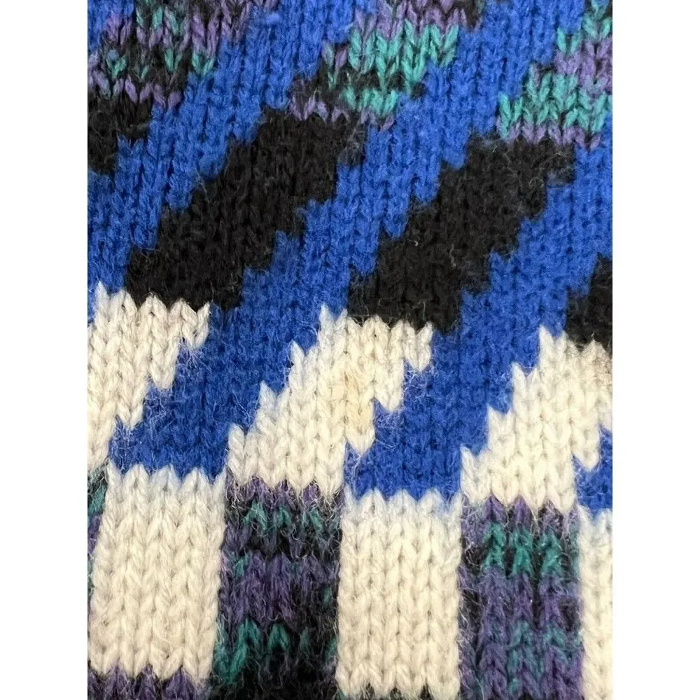 Bandit Urban XL Vintage Sweater Blue White Geometric 90’s Y2K
